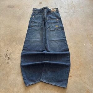 Baggy Wide Leg Blue Guru Buckle back Jnco Styl Skater Y2k Japanese Jeans 34x34